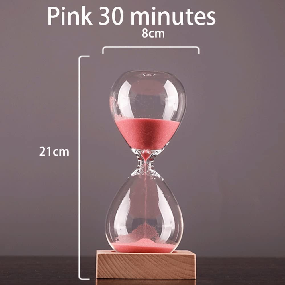 Reloj de Arena, Reloj de Arena Madera 10/30/60 Minutos, Reloj Colorido Moda, Temporizador, Vidrio Liso Transparente, Medidas, W(Roze,60 Minutes(23.5 * 10cm))