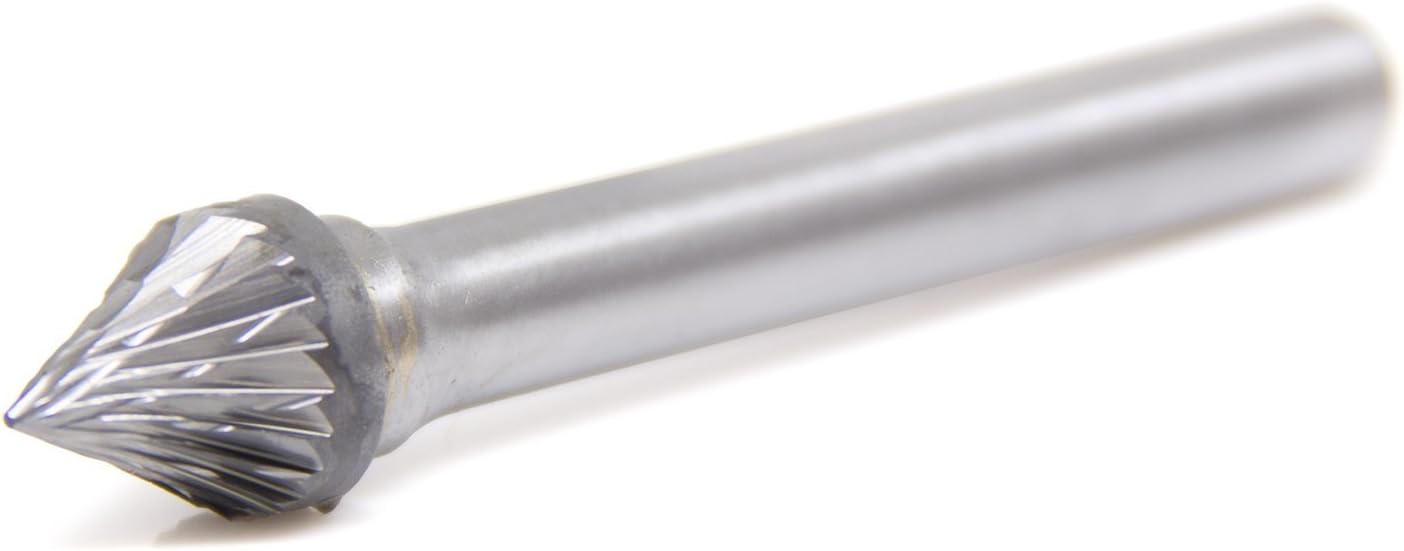 Benchmark Abrasives 60-degree Countersink Premium Double Cut Tungsten Carbide Burr for Metal Wood Welding Deburring Sculpting High-Speed Die Grinders enclosed in Plastic Capsule 1/4" Shank (SJ-3)
