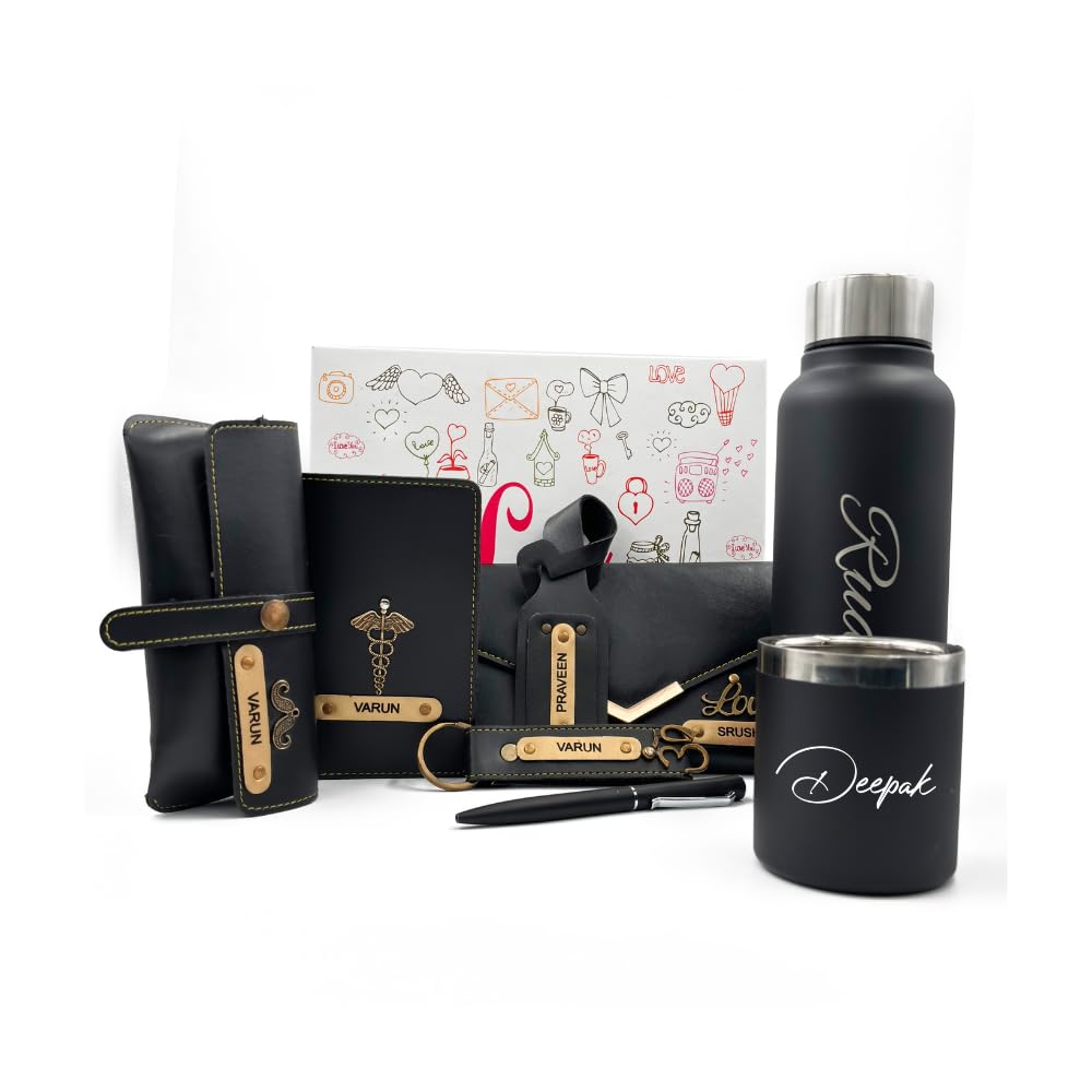 your gift studio Customized Lady Wallet Gift Combo | Personalised Women's Ladies Women Gift Set with Name & Charm | Customized Gift for Women (Black)-picture-21