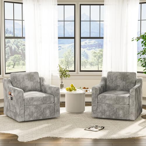 LegacyAmerhome 360° Swivel Accent Chair Set of 2, Large Comfy Reading Chairs, Accent Square...