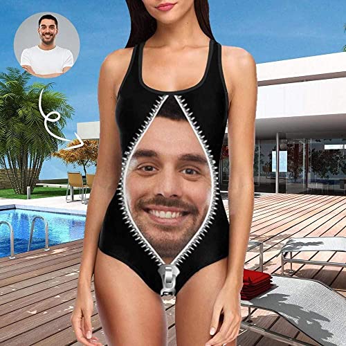 Custom Face Swimsuits for Women, Personalized Photo Tank Top Swimsuits, Customized One Piece Swimwear for Summer Holiday3