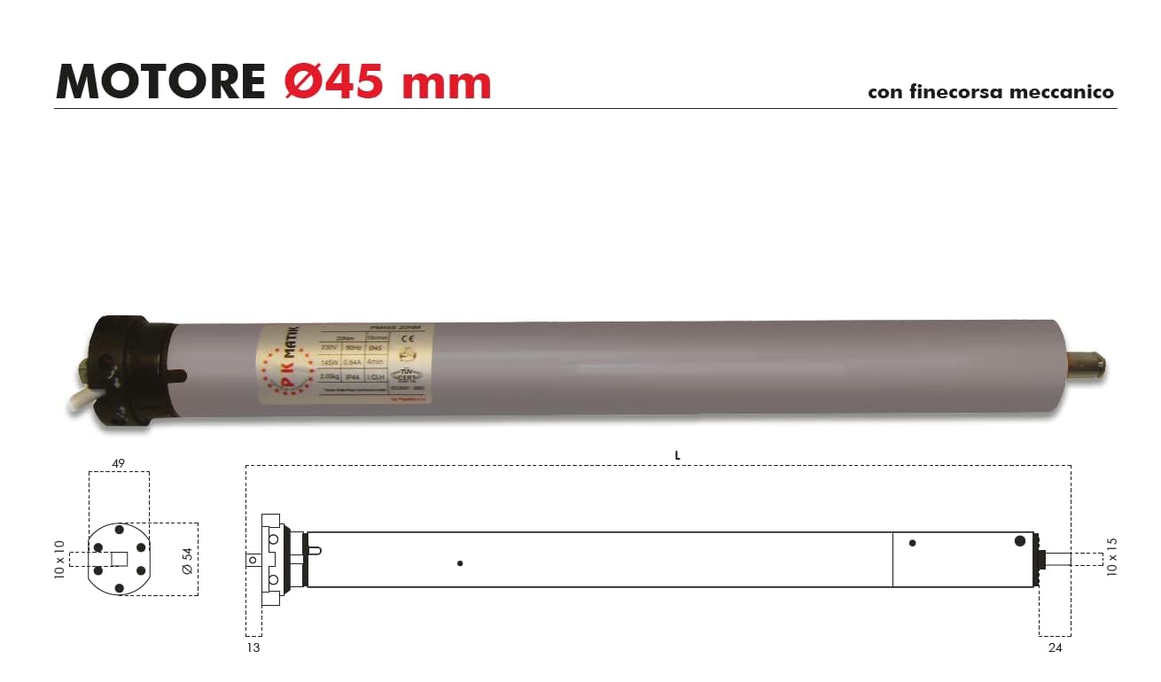 motore per tapparelle (25 NM 50KG 15 rpm)