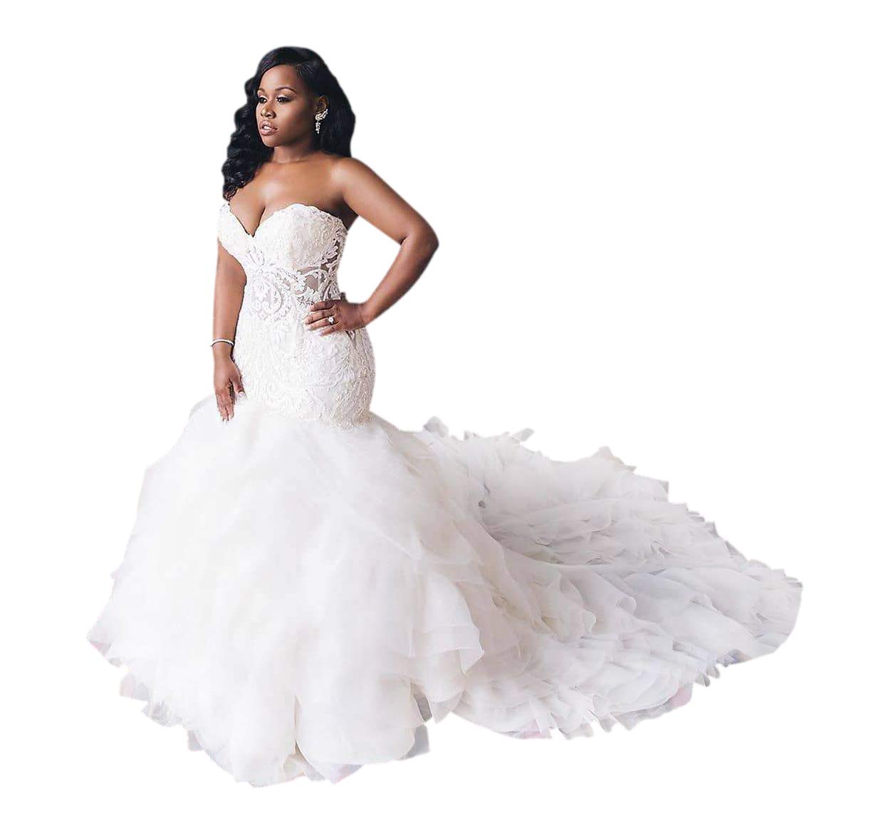 Mermaid Cap Sleeve Cathedral Train wedding dress