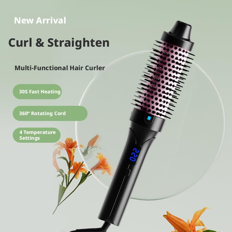 Multi-Functional Hair Curler and Straightener, 30S Fast Heating, 360° Rotating Cord, 4 Temperature Settings, Auto Shut Off