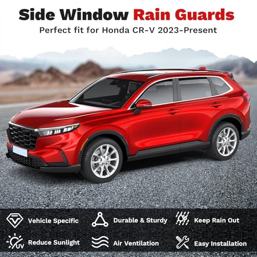 Image of Canvcle Window Visors Rain Guards for Honda CR-V 2023-2025 2026 CRV Accessories, Outside-Mount Tape-On Side Window Wind Deflectors Vent Visors Shades Rainproof Black 4PCS