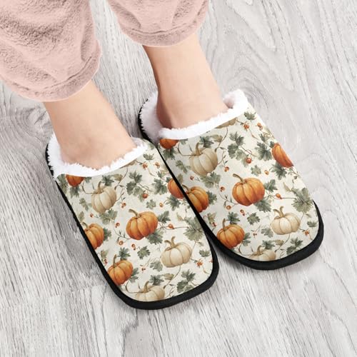 Halloween Pumpkin Green Slippers For Women Men Soft Memory Foam Non-Slip Hallowmas Winter Indoor House Shoes Travel Slipper4