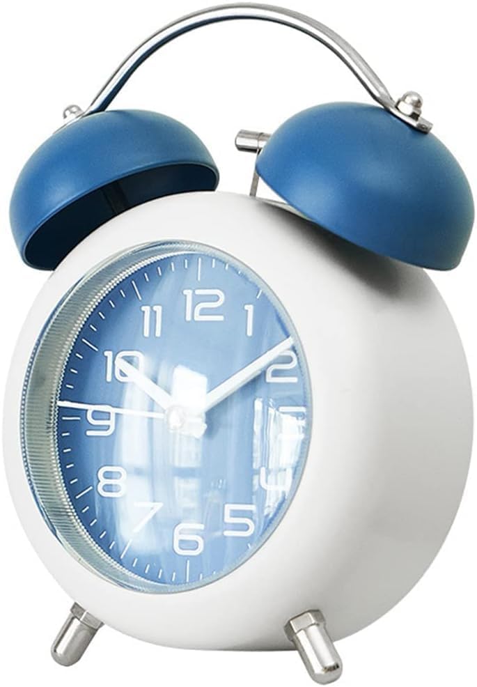 Twin Bell Alarm Clock, Analog Display, Night LED Light, Extra Loud Heavy Ringer, Table Clock for Students and Kids Home, Office, Bedroom, Living Room, Home Decor (Clock) (Blue, 1)-image-19