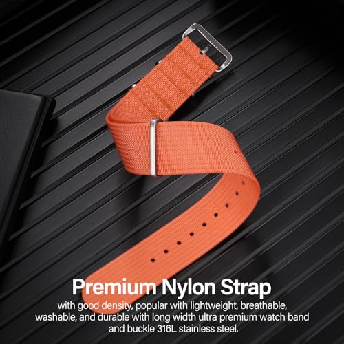 Image of TACTICAL FROG Nylon Watch Band 18mm 19 mm 20mm 22 mm 24 mm, Waterproof Military Watch Straps Replacement for Men Women, With Stainless Steel Buckle