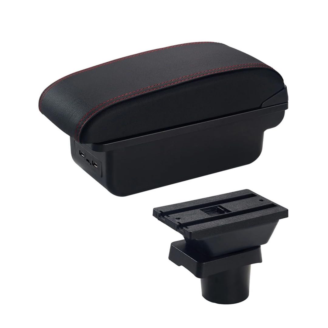 Toiumops Armrest for VW UP, Car Armrest Box Center Console Store Box(C1 Red Line USB)