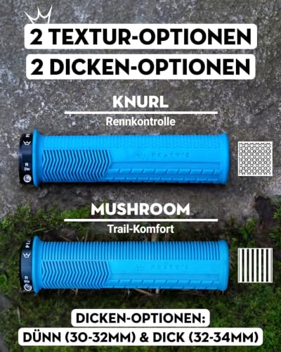 Peaty's Monarch Grips Fahrradgriffe - Knurl Fahrrad Lenkergriffe, Fahrradgriffe Ergonomisch für Komfort, Fahrrad und MTB Griffe… – Ansicht 2