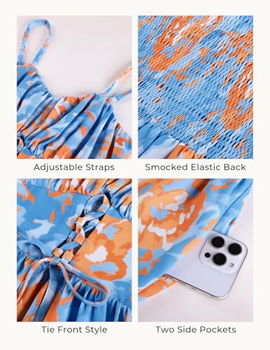 Image of GRACE KARIN 2026 Women's Spaghetti Vacation Sundress Summer Beach Flowy Boho Floral Maxi Dresses with Pockets