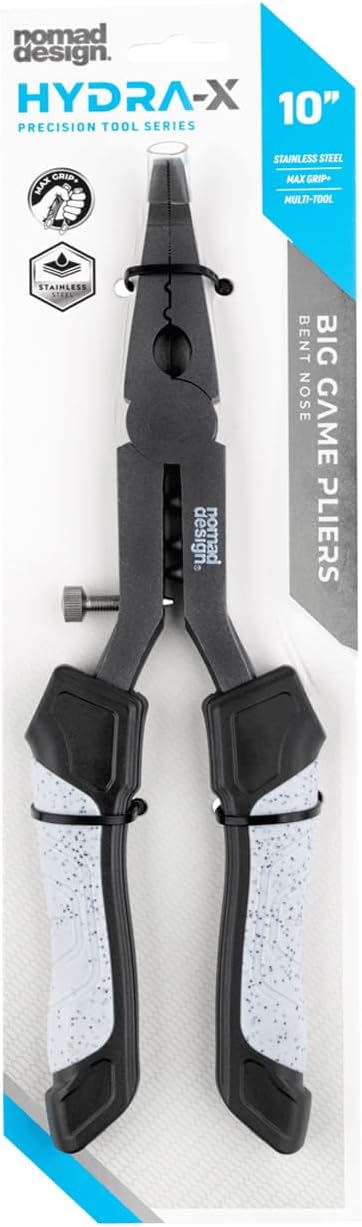 Nomad Design Hydra-X Series 10" Stainless Steel Big Game Bent Nose Fishing Pliers With Non-Stick Coating