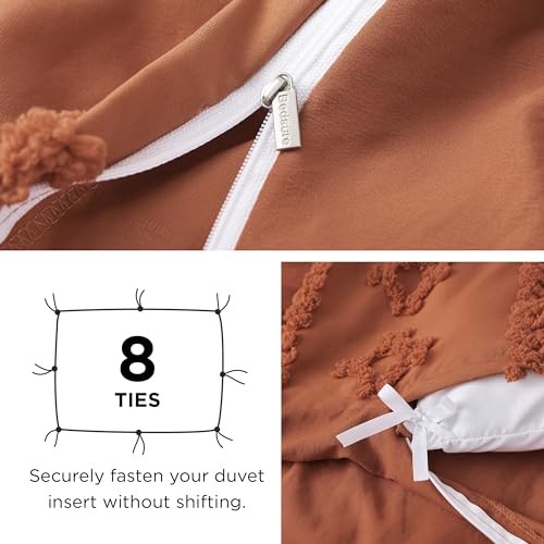 Image of Bedsure Boho Duvet Cover Queen Size, Soft & Comfortable Elegant Design Boho Bedding for Decoration, Machine Washable Comforter Cover for All Seasons,Includes 1 Duvet Cover & 2 Pillow Shams,Terracotta