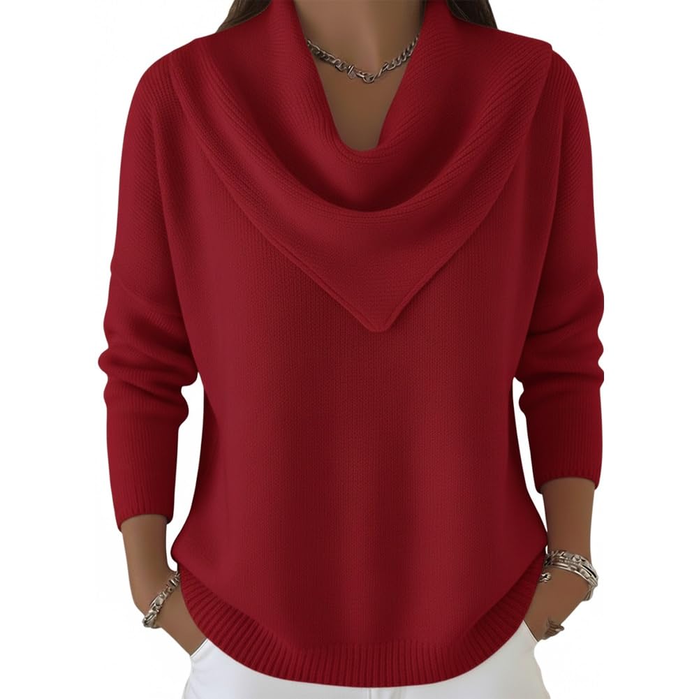 Elegant Retro Soft Triangle Neck Solid Color Sweater Top Designed with A Sophisticated Neckline for Work
