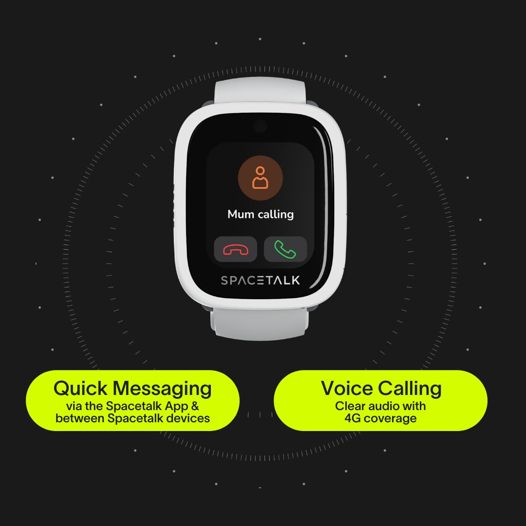 SPACETALK Loop Smartwatch: libertà e sicurezza a tutte le età, richiede nano SIM con abbonamenti alle app chiamate/SMS/dati, localizzatore GPS 4G, chiamate vocali, SMS e chat, zone sicure, SOS di