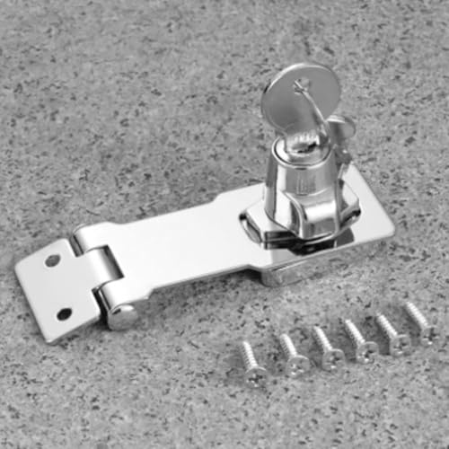 Hosrivae Cerrojo y grapa de acero inoxidable de alta resistencia con cerradura de cilindro de leva, 2 llaves y tornillos para armario, cobertizo, seguridad de puerta de garaje - 2.5/3/4 (2.5 pulgadas)