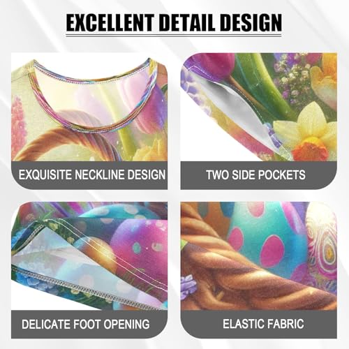 Easter Egg Flowers Pajama Set Short Sleeve Nightwear Soft Clothes Set Summer Pajamas Cotton 5Y4