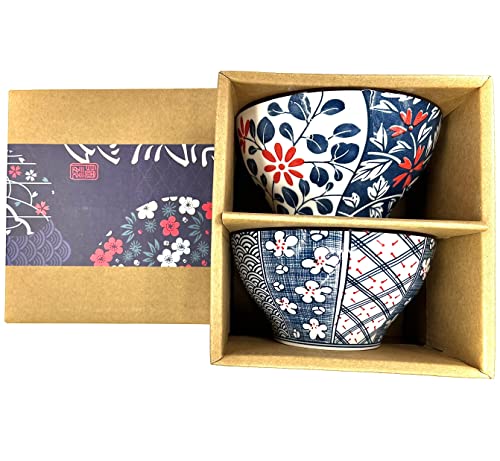 Image of Ceramic Cereal Bowls for Pasta, Salad, Cereal, Soup Ceramic Japanese Ramen Bowls Porcelain Pho Bowls (300ML, Set of 2)