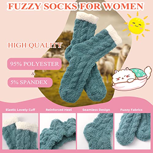 Fuzzy Socks for Women - 7 Pair Fuzzy Socks with Grip, Cozy Slipper for Women, Womens Soft Comfort of Coral Fleece, Twist2