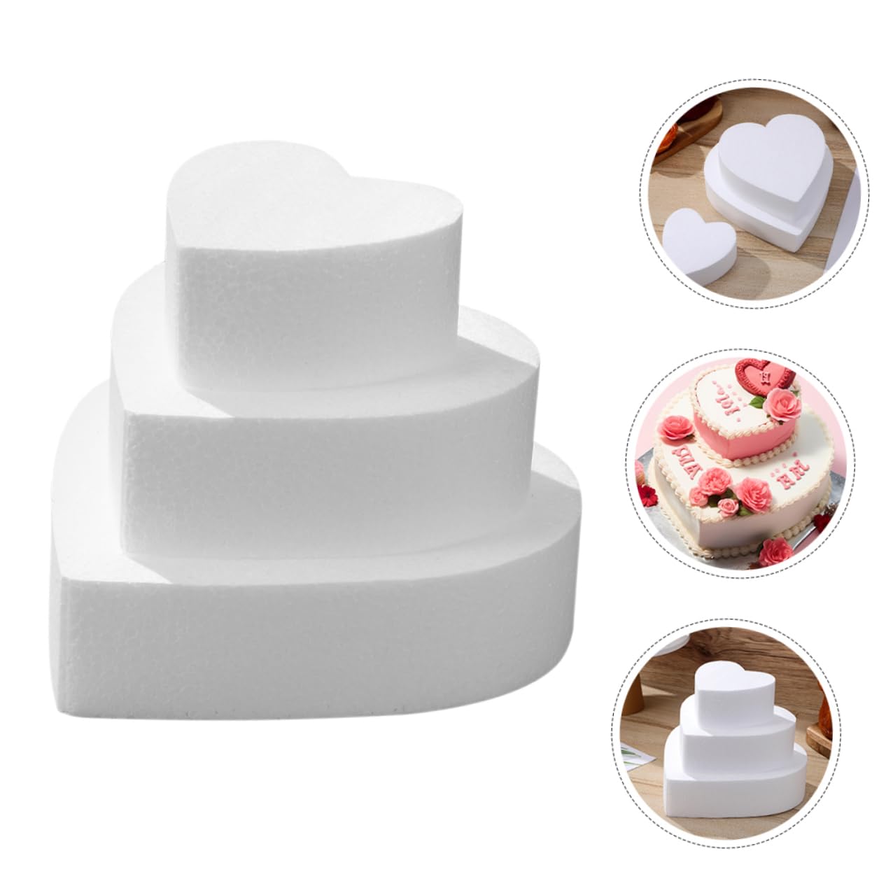 3 Pièces Moule à Gâteau Mousse Blanc Forme de Cœur pour Décoration de Gâteaux Pratique de Pâtisserie pour Saint Valentin et Mariage