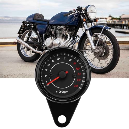 Tacómetro universal de aluminio para motocicleta con acabado negro y precisión