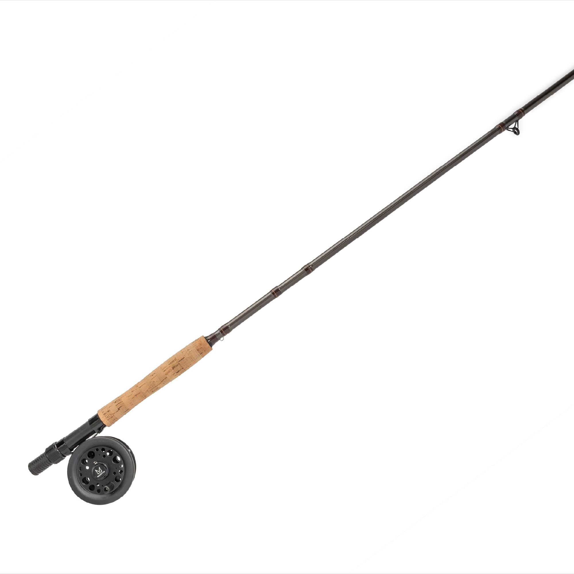 Martin Caddis Creek Fly Fishing Rod and Reel Combo, 5/6-Weight 9-Foot 2-Piece Fiberglass Rod, Moderate Fast Action, Single Action Fly Reel, Aluminum Frame and Spool, Interchangeable Retrieve, Brown