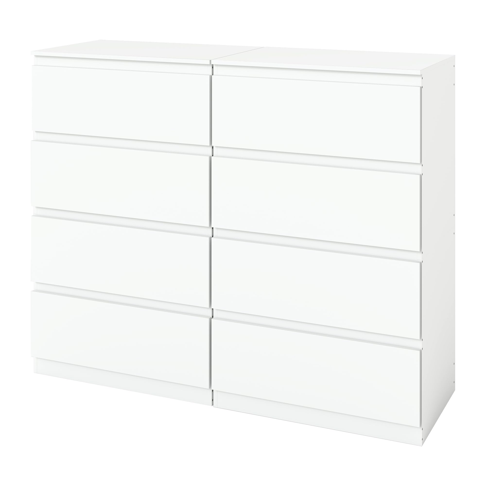 2er Set Komodenschrank für Schlafzimmer 60 cm Breit Kommode Weiß mit 4 Schubladen/Nachtkasten Schubladenkommode Kommode&Sideboard Komoda Weiss für Büro Wohnzimmer Schlafzimmer Flur Möbel/60x40x98CM