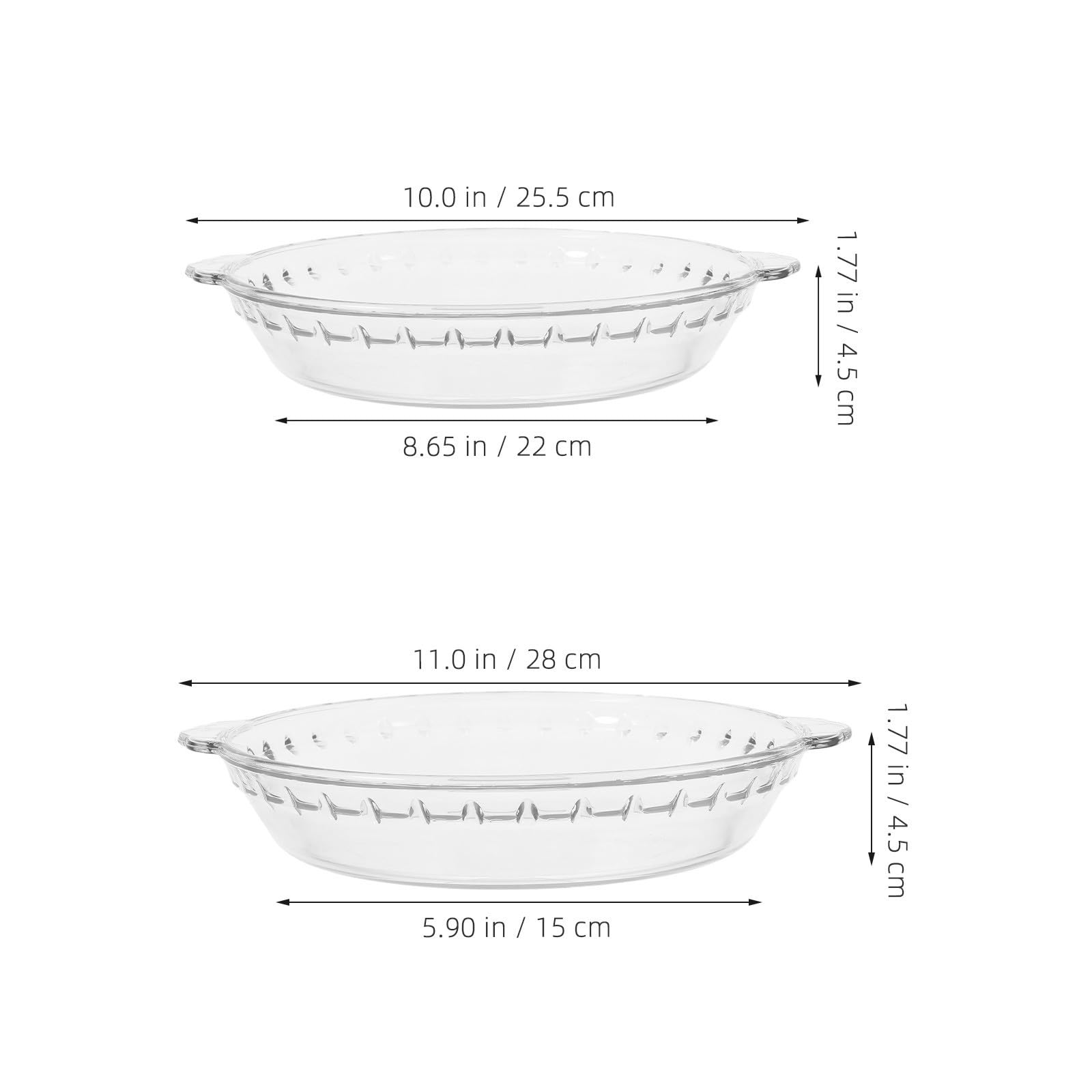 2 Stück Runde Glas Kuchenformen mit Griffen für Backofen | 23 Cm und 25cm Durchmesser, Ofen und Mikrowellengeeignet, zum Backen und Servieren
