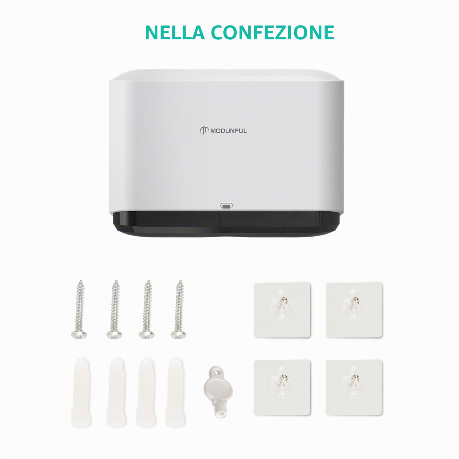 modunful Dispenser Carta Asciugamani a Parete Commerciale, Dispenser Salviette Bagno da Muro, Installazione Senza Fori, Bianco Spazzolato
