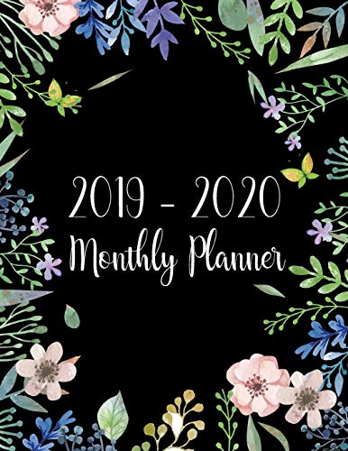 2019-2020 Monthly Planner: Two Year - Monthly Calendar Planner | 24 Months Jan 2019 to Dec 2020 For Academic Agenda Schedule Organizer Logbook and ... Planners | Black Watercolor Floral Cover