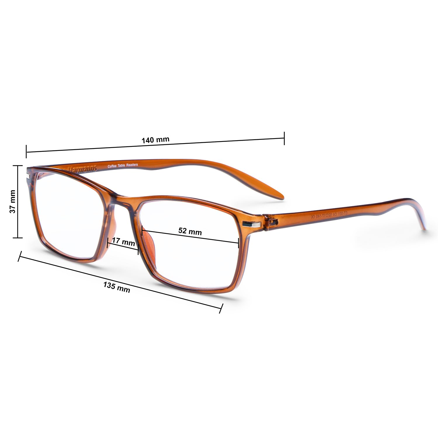 Coffe Table Readers® By Dr.Harmann's Reading Glasses® FULL RIM LIGHT WEIGHT FRAME WITH METAL PIN FITTED WITH BLUE BLOCK LENSES (Model:CT-001 Brown +2.00 Computer Readers) 3