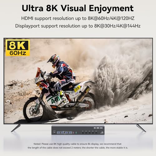 Image of KVM Switch 3 Monitors 5 Computers HDMI + DisplayPort, 8K@30Hz /4k@144Hz Three Monitor KVM Switcher, Triple Monitor KVM for 5 PC, Widely Used in Education, Scientific Research, and AI Office