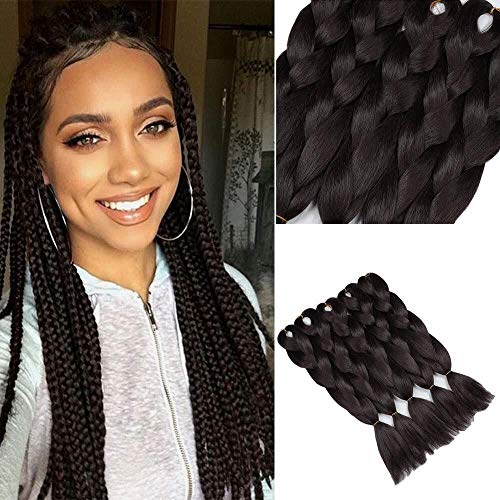 Dark Brown Jumbo Braiding Hair Extension Rainbow Jumbo Braiding For Twist Braiding Jumbo Braids Salon Crochet Twist Braiding Hair Extensions 24Inch 5Pcs/Lot 100g/Pc (pure 2#)