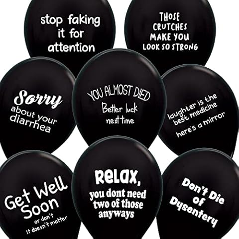 ROFLmart Sickloons Funny Get Well Soon Gift Balloons For A Feel Better Party (Black) Cover