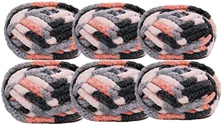 6 Pack Soft Chenille Chunky Yarn,48oz Washable Arm Knitting Yarn Cozy Large Chunky Knit Yarn Jumbo Bulky Yarn Multicolor-Flower