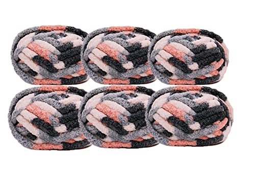 6 Pack Soft Chenille Chunky Yarn,48Oz Washable Arm Knitting Yarn Cozy Large Chunky Knit Yarn Jumbo Bulky Yarn Multicolor-Flower #TOP2