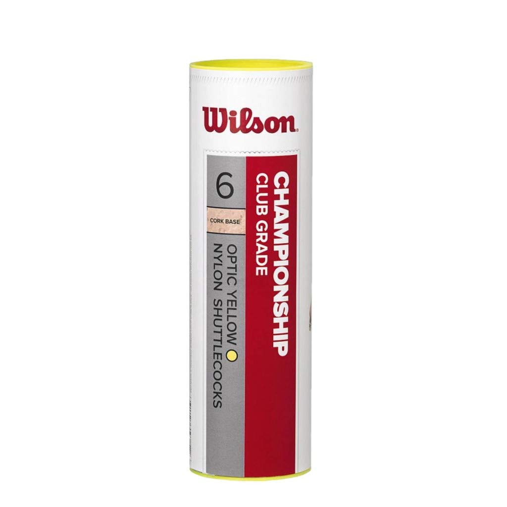 WILSON Badminton-Ball, Championship Shuttlecocks, 6-er Dose, 78 Grains, Gelb, Kunststoff/Naturkork, WRT6044YE78, Einheitsgröße