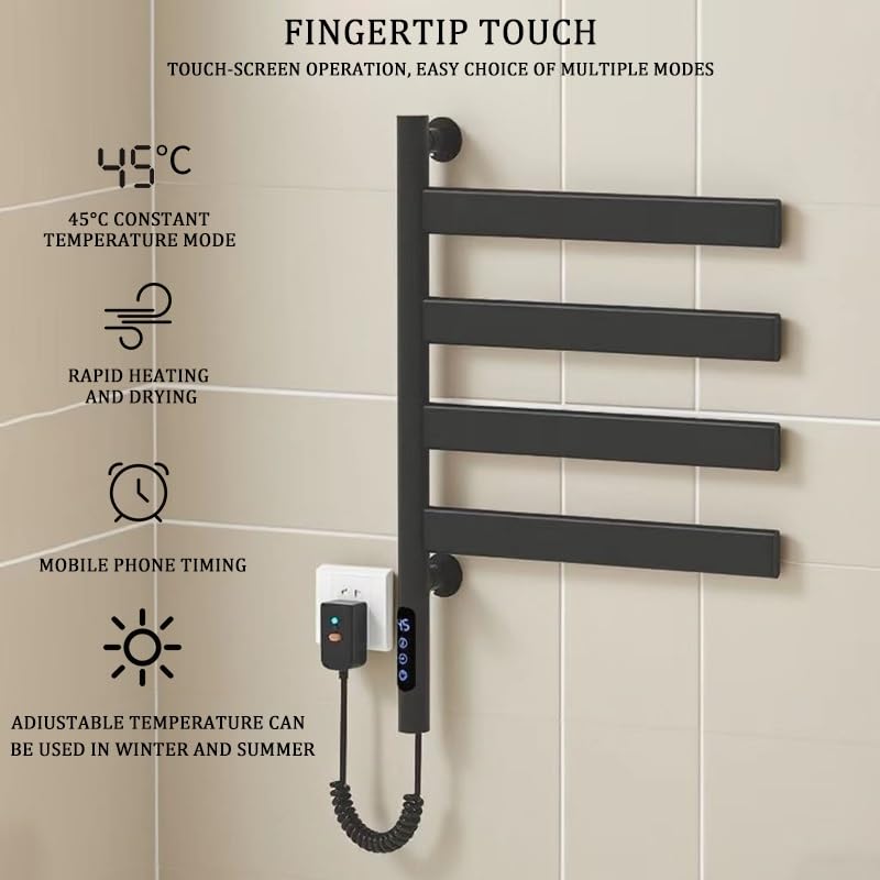 Toallero eléctrico giratorio de 180 grados con pantalla LED y potencia de 80W 3