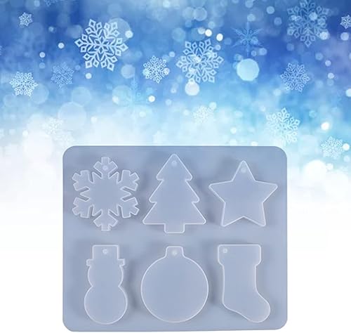 Miniatura 2 de yournameI Molde de resina de muñeco de nieve de copo de nieve de Navidad, colgantes, adornos de silicona, manualidades, decoración del hogar,