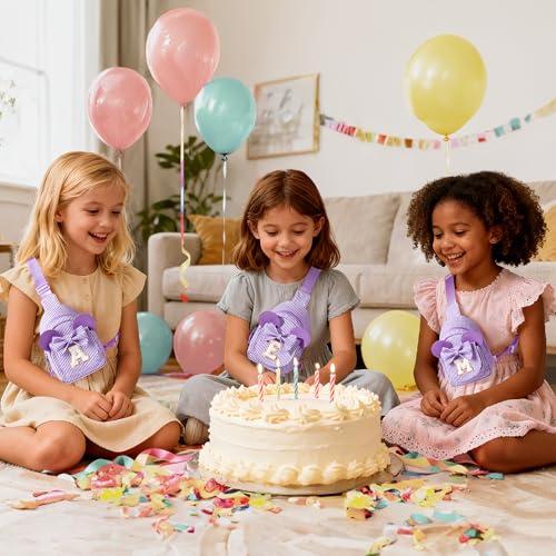 Image of Birthday Gifts for Girls, Sling Bags for Girl Kid Travel, Birthday Gifts for 4 5 6 7 8 9 10 Year Old Girls Small Initial Purple Cross Body Sling Bag for Daughter Gift (Purple S)