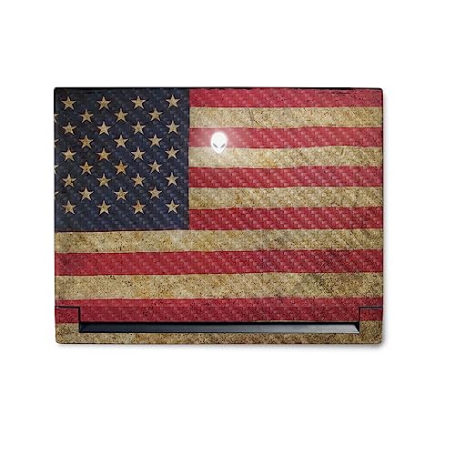 Image of MightySkins Carbon Fiber Skin Compatible with Alienware M18 R1 (2023) Full Wrap Kit - Vintage Flag | Protective, Durable Textured Carbon Fiber Finish | Easy to Apply & Change Styles | Made in The USA