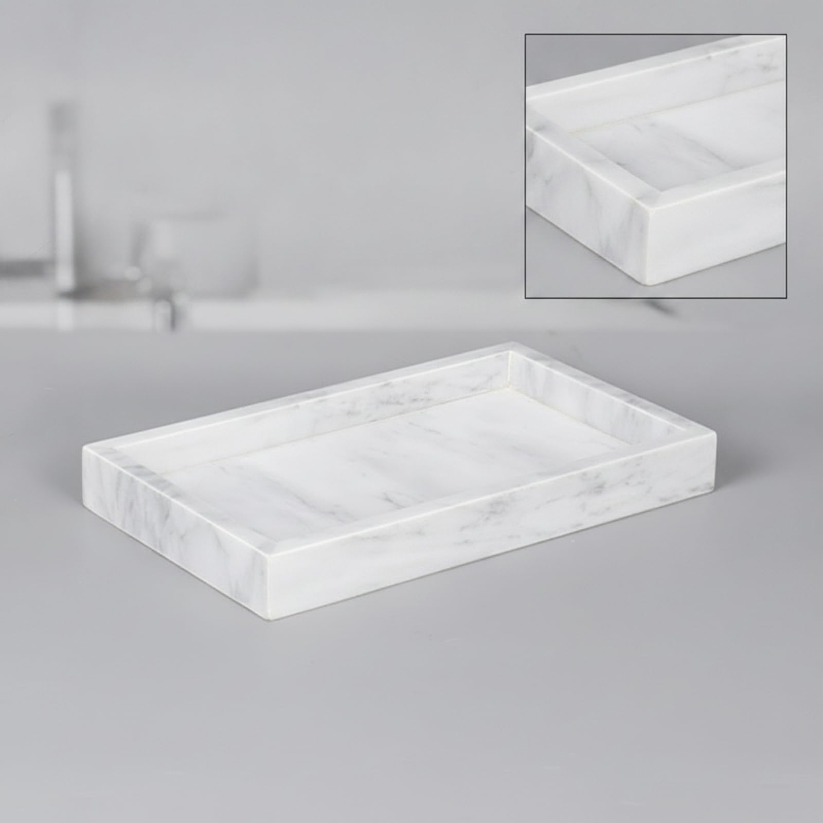 Vassoio in Marmo Lucido Portagioie Versatile per Ingresso, 25 Cm X 25 Cm X 3 Cm, style to 4