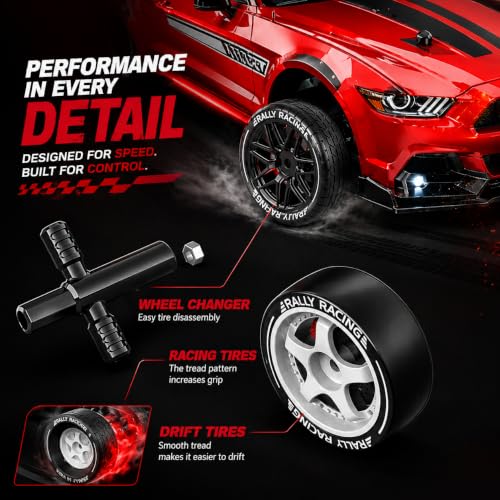 Nextronix High Speed RC Drift Car 1:24 Scale Red Racing Red - Image 4