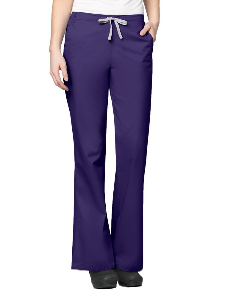 WonderWink Women's Tall Wonderwork Flare Leg Scrub Pant, Grape, Medium/Tall
