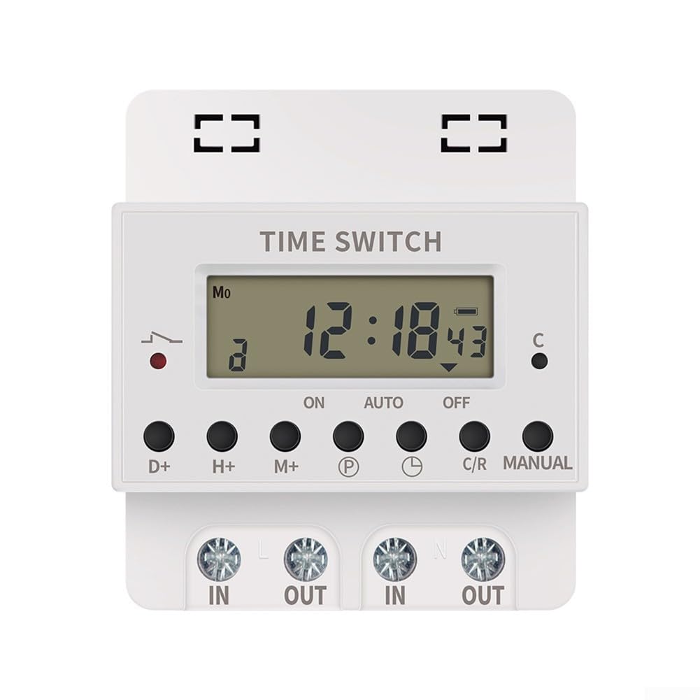 Temporizador automático 220 V 60 A programable para control digital semanal blanco