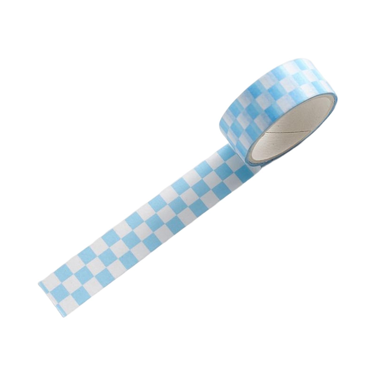 matumou 1 Roll Washi Sticky Adhesive Clear Print Removable Fade-resistant Scrapbooking Washi Checkerboard Pattern for Kids