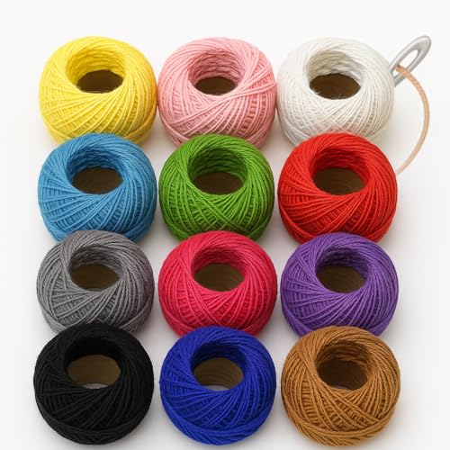 Kit 12 Linhas de Croche Coloridas 100% Algodão Cores Vivas Não De...