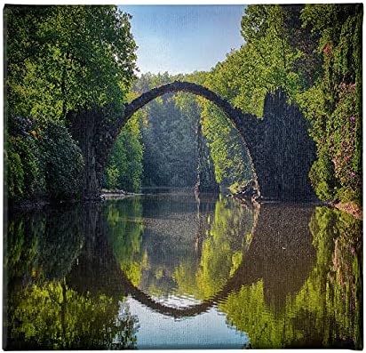 Homemania HM20KNV60x60-23 Bridge Picture - Nature and Landscapes - for Living Room, Bedroom, Polyester, Wood, 60 x 3 x 60 cm