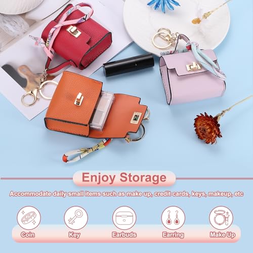 PATIKIL Mini Backpack Keychain, Cute Coin Purse Keychain PU Leather Backpack Purse Key Chain Little Earbud Bag Keychains for Women Mini Card Data Cable Organizer, Black4