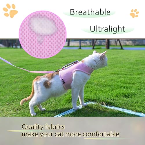 Kitty Harness and Leash for Walking Escape Proof Breathable Mesh Fabric, Solid Pink, Small, Adjustable Cat Walking Jackets with Handle, Padded Stylish Cat Vest by YIZHI MIAOW - Image 4